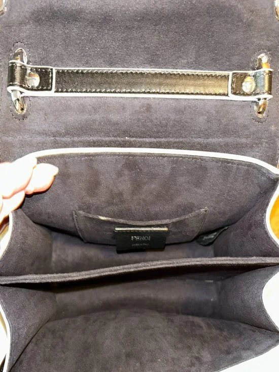 Authentic Fendi Kan Chain Shoulder Bag in Black Calfskin and Scalloped Snakeskin - Picture 12 of 12